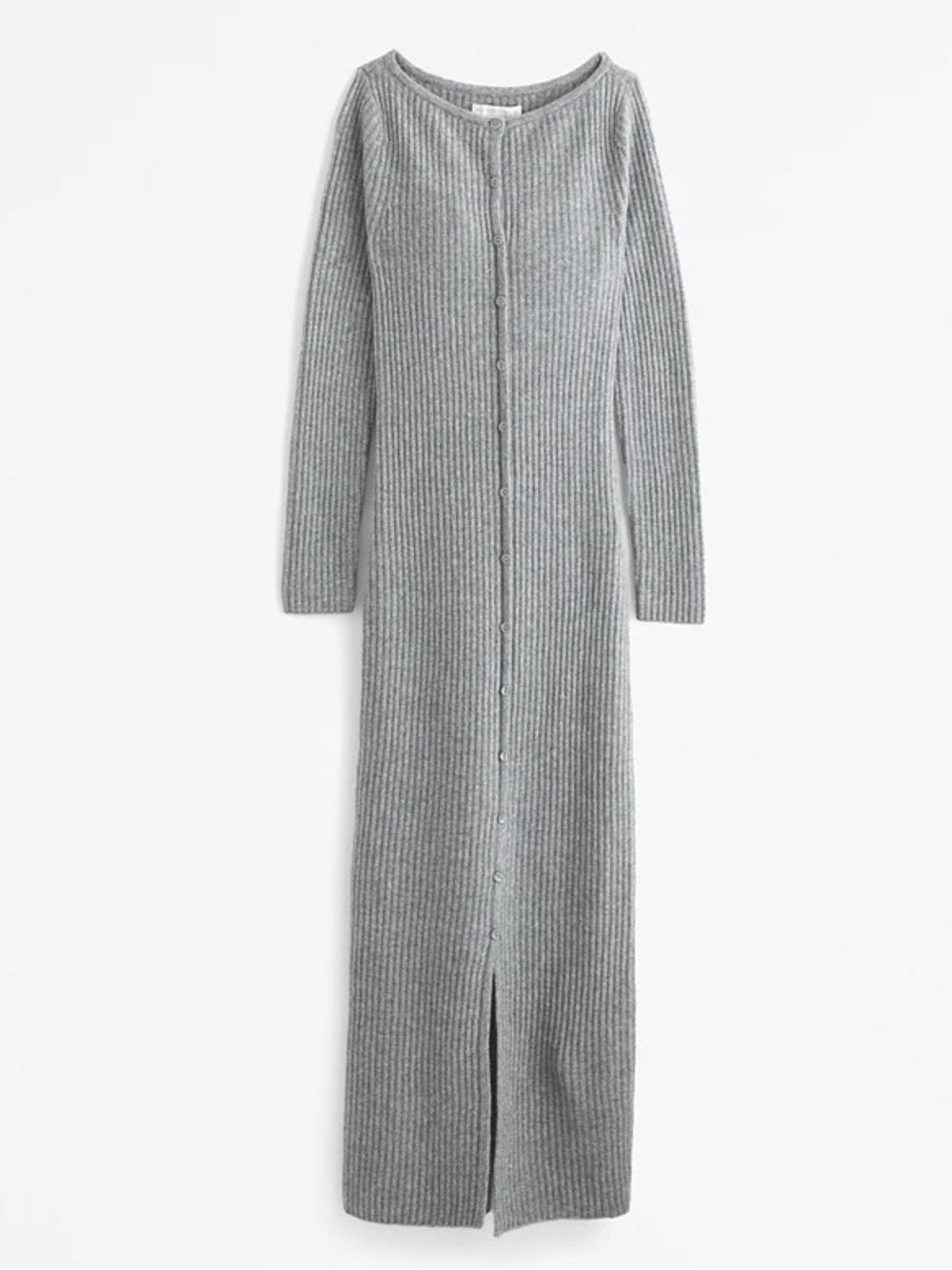 NWOT ABERCROMBIE MERINO WOOL RIB KNIT BUTTON DOWN MAXI SWEATER DRESS Gray S